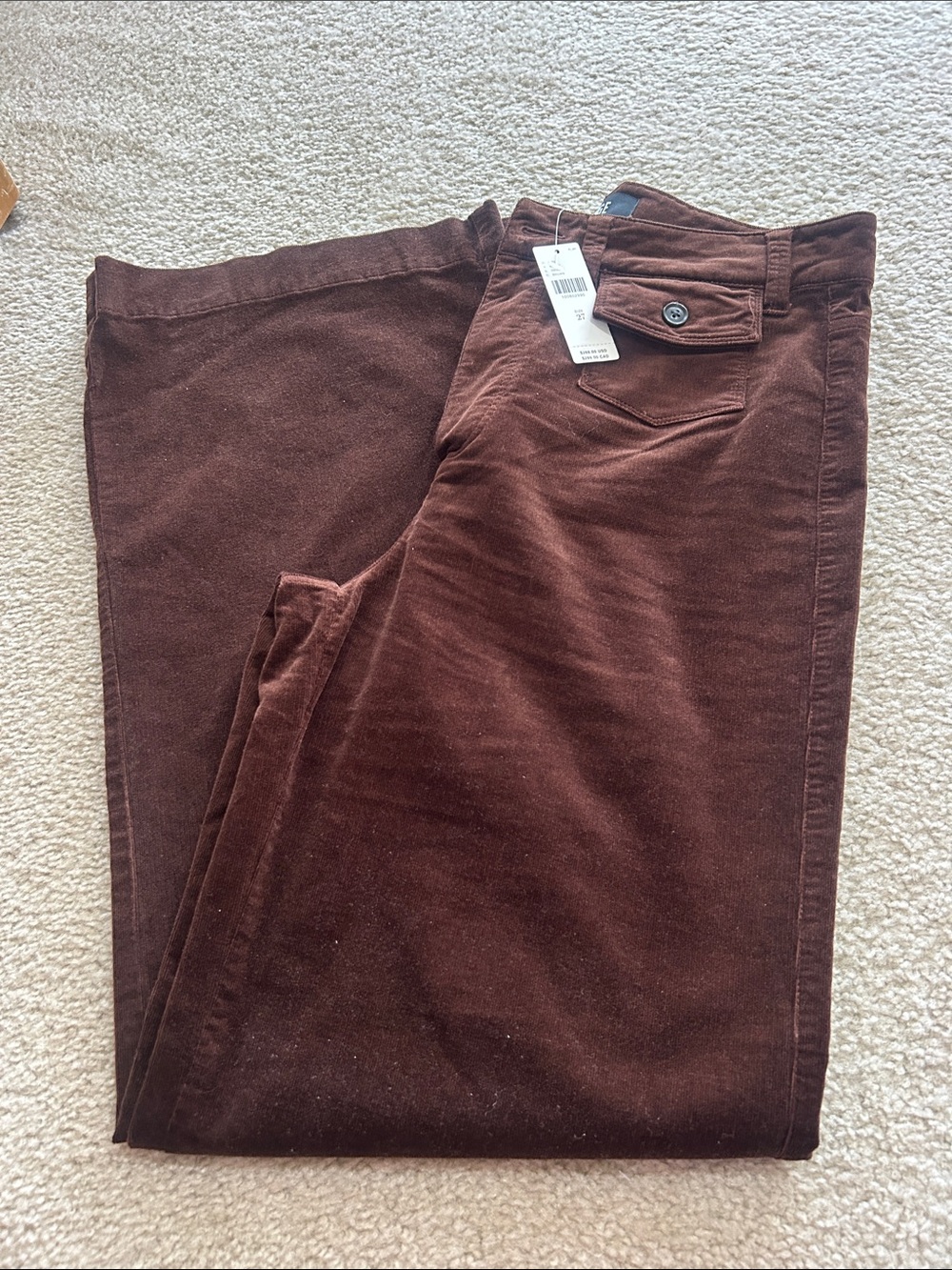 Paige Brown Corduroy wide leg trouser pants. NWT. Size 27